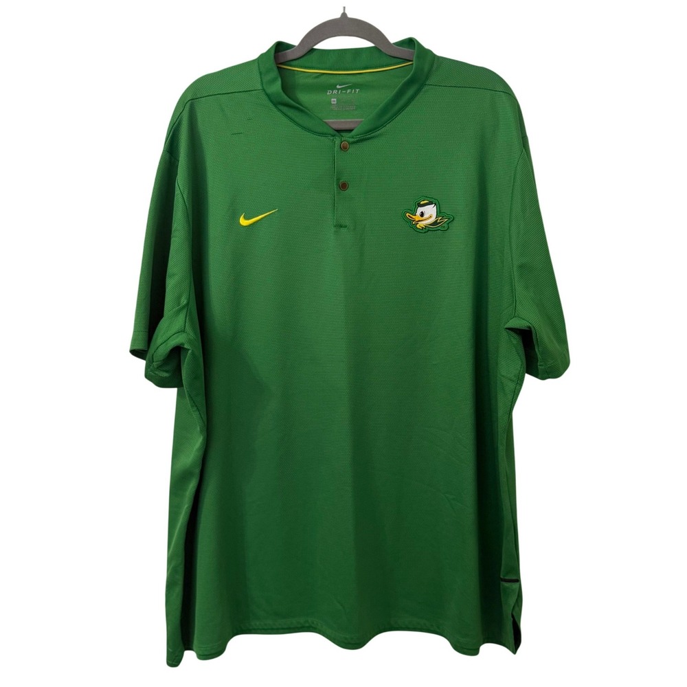 Nike Oregon Ducks Dri-Fit Henley Polo Shirt Mens 3XL Green Short Sleeve Golf